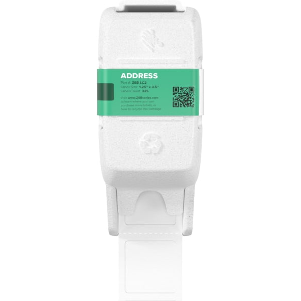 ZEBRA ZSB Series Labels - Potato Starch-Based Printer Label Paper - Recyclable Label Cartridge for Stickers - Versatile  Cloud-Based Adhesive Labels for Printer - Address  1.25  x 3.5