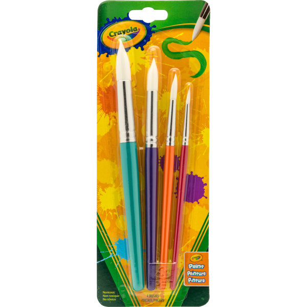 Crayola Round Soft Bristle Paint Brush Set  Multi Sizes  4 Ct  School Supplies  Kids Paint Supplies