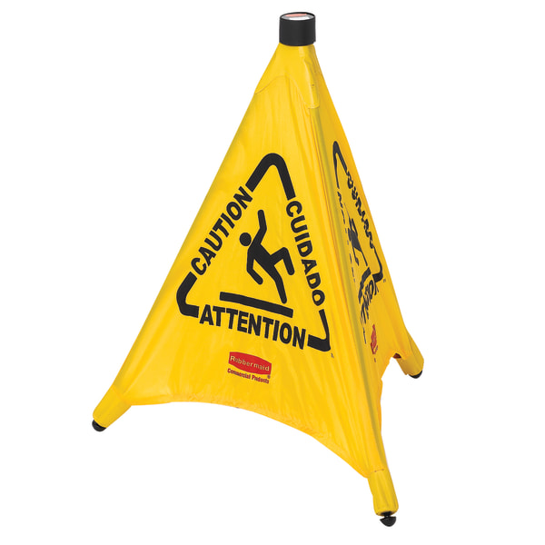Rubbermaid Commercial  RCP9S0000YW  Multi-Lingual Caution Safety Cone  1 Each  Yellow