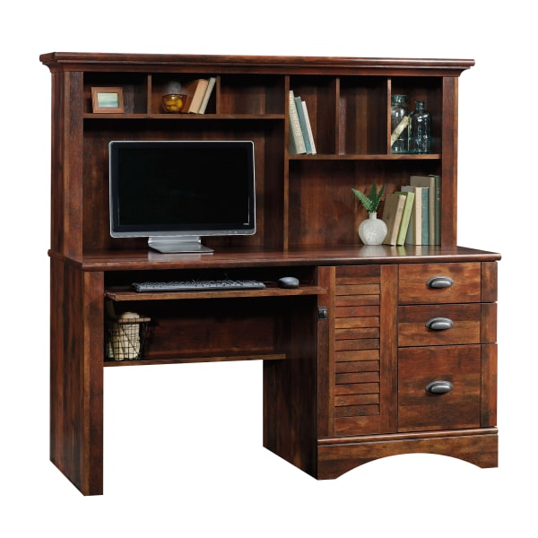 Harbor View Computer Desk with Hutch Cherry - Sauder