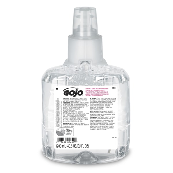 GOJO 1200 ml Refill Clear LTX Fragrance-Free Mild Foam Hand Wash