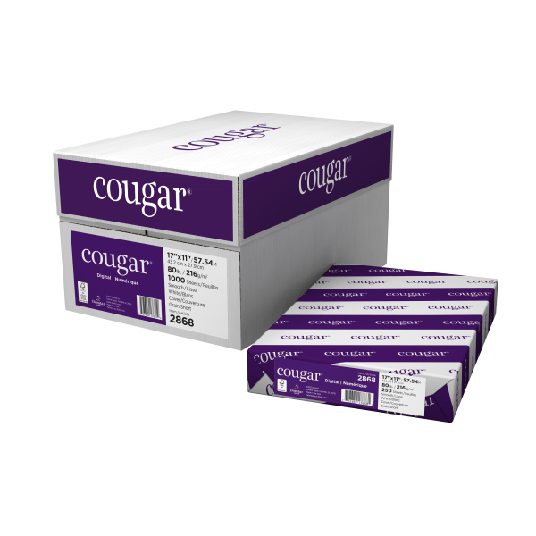 Domtar Cougar Digital 80 lb. Cover Paper 11  x 17  White 250 Sheets/Pack (2868)