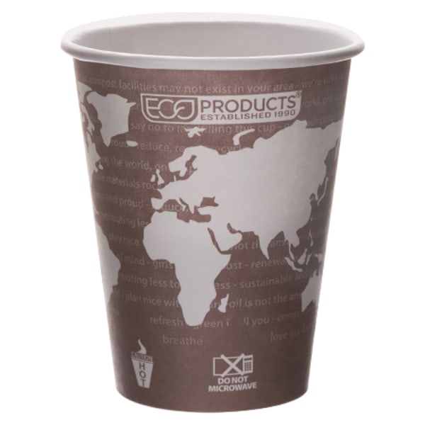 Eco-Products EPBHC8WA World Art Renewable Resource Compostable Hot Drink Cups  8 oz  Plum  1000/Carton