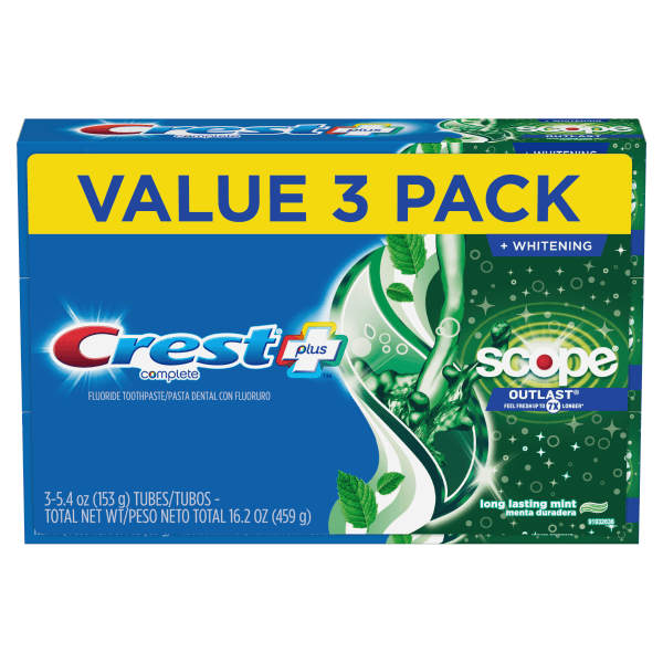 Crest + Scope Complete Whitening Toothpaste  Minty Fresh  5.4 oz  Pack of 3