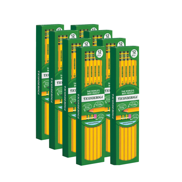 Dixon Ticonderoga Wood-Cased #2 HB Pencils Box of 96 Yellow