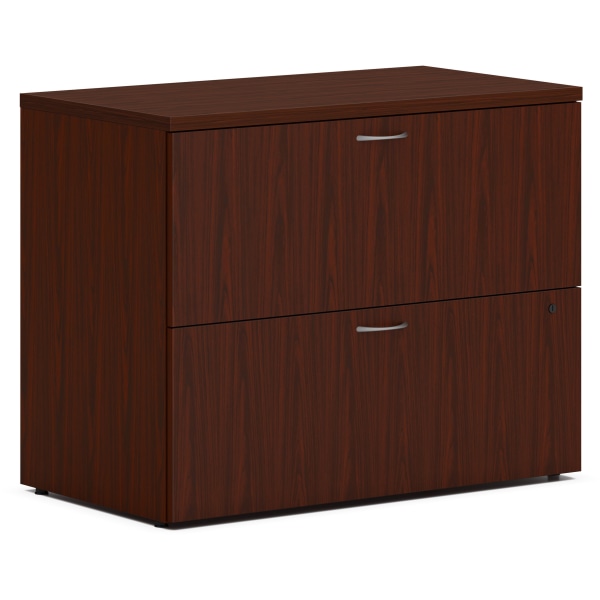 HON MOD Desk Collection 36"W Lateral 2-Drawer File Cabinet With Removable Top, Mahogany