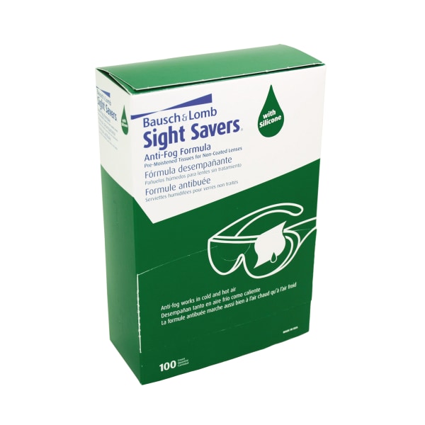 Bausch & Lomb Sight Savers Pre-Moistened Anti-Fog Tissues with Silicone  100/Box
