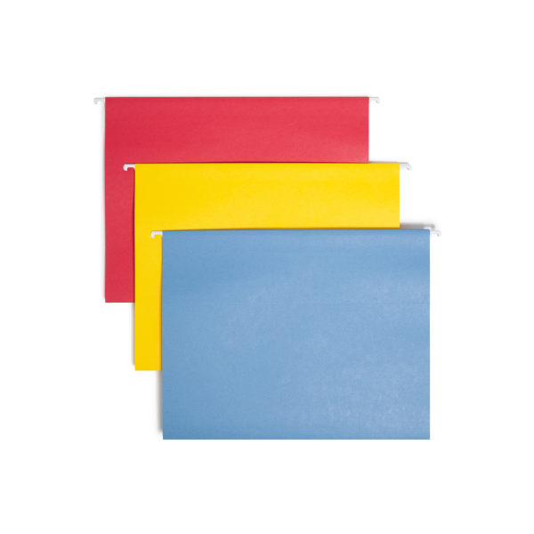 Smead  SMD64040  TUFF Hanging Folders with Easy Slide Tab  15 / Box  Red Blue Yellow