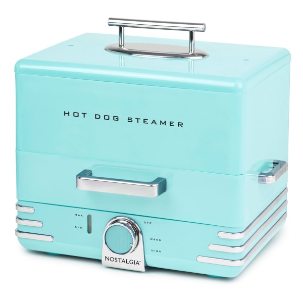 Nostalgia NHDS206AQ 600 Watt Hot Dog Steamer  Aqua