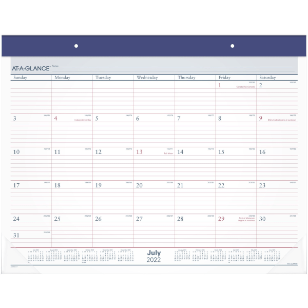 AT-A-GLANCE 2022-2023 Two-Color Academic Monthly Desk Pad Calendar, Large  21 3/4  x 17