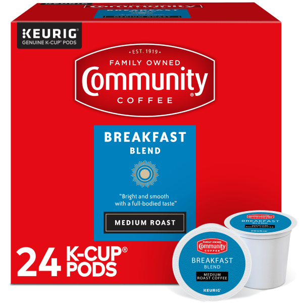 ( Best by 10/24/2025)Community Coffee Breakfast Blend Medium Roast Coffee - Single Serve Pods - 24ct