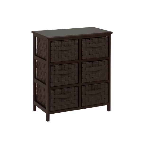 Honey-Can-Do TBL-03759 6-Drawer Storage Chest with Woven-Strap Fabric, Espresso, 24-Inch