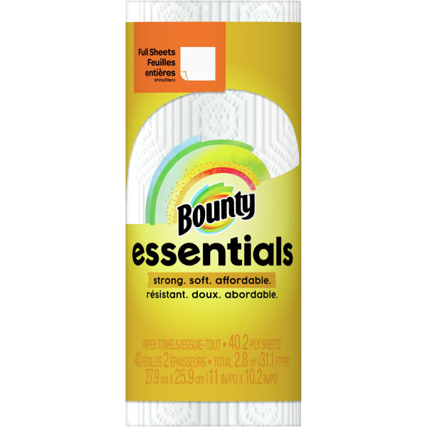 Bounty Essentials Full Sheet Paper Towels, 2-ply, 40 Sheets/Roll, 27 Rolls/Pack