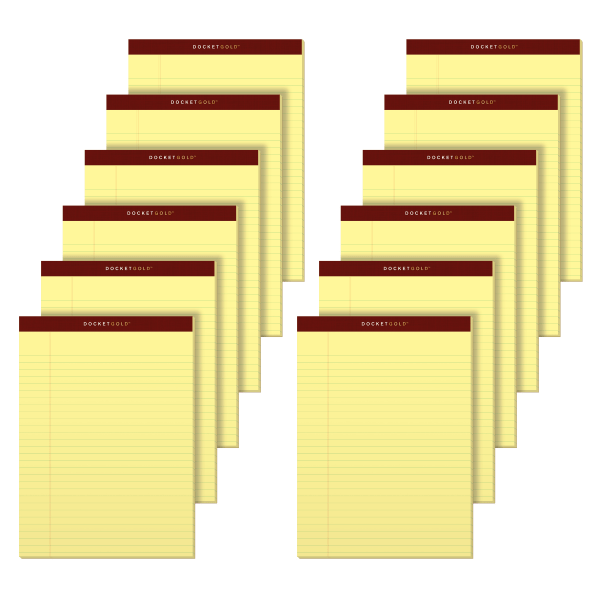 TOPS Docket Ruled Perforated Pads 8 1/2 x 11 3/4 Canary 50 Sheets 12ct