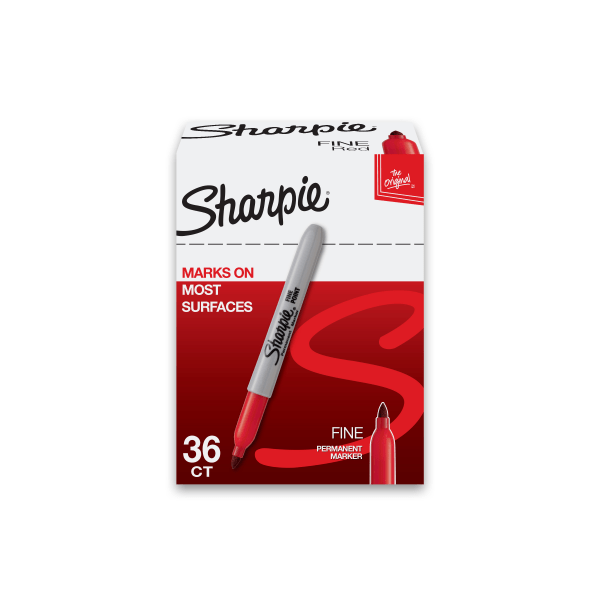 Sharpie Permanent Markers Fine Point Red 36 Count