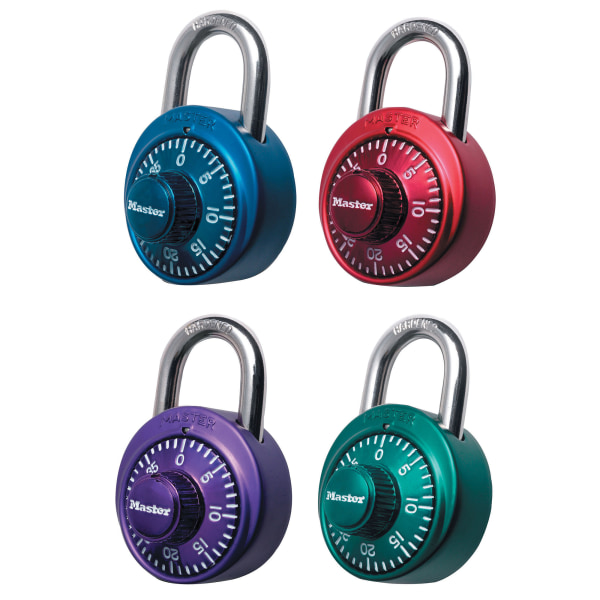 Master Lock Padlock 1530DCM Combination Dial with Aluminum Cover  1-7/8in (48mm) Wide  Assorted Colors