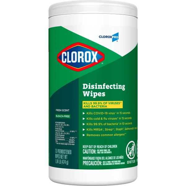 Clorox Commercial Solutions Disinfecting Wipes  Green  75 / Each 6 pieces 