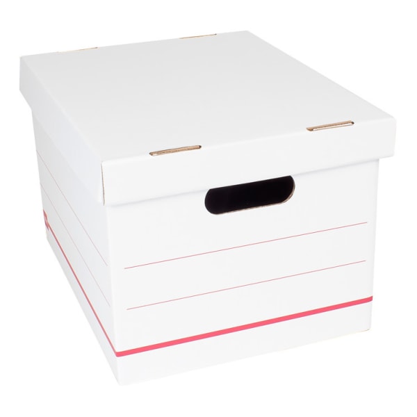 Office Depot Brand Corrugated Storage Boxes, Letter/Legal, 10"H x 12"W x 15"D, Red/White, Pack Of 12 Boxes 8269530