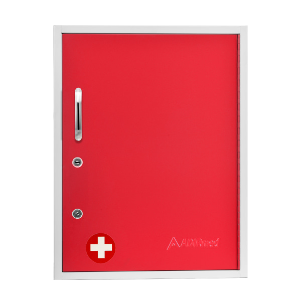 AdirMed Red Dual Lock with Pull-Out Shelf Medicine Cabinet