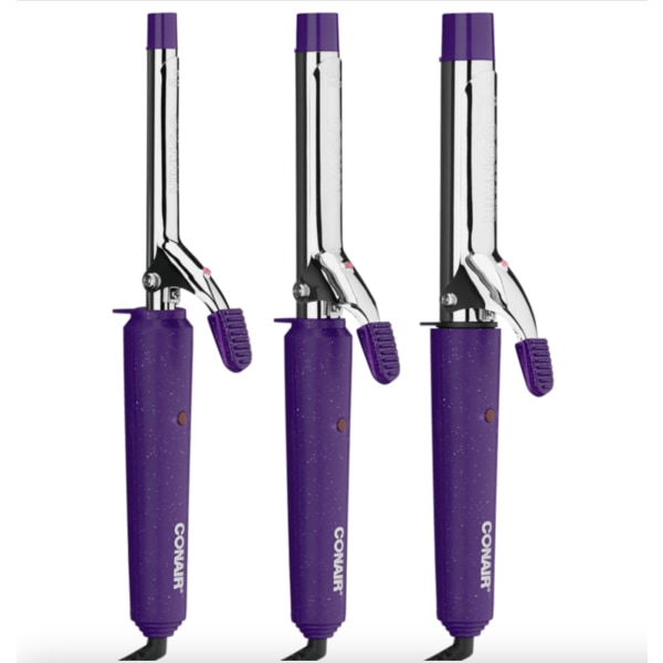 Conair Supreme Triple Hair Tool Set  Includes 0.5   0.75   1  Ceramic Curling Irons  Purple