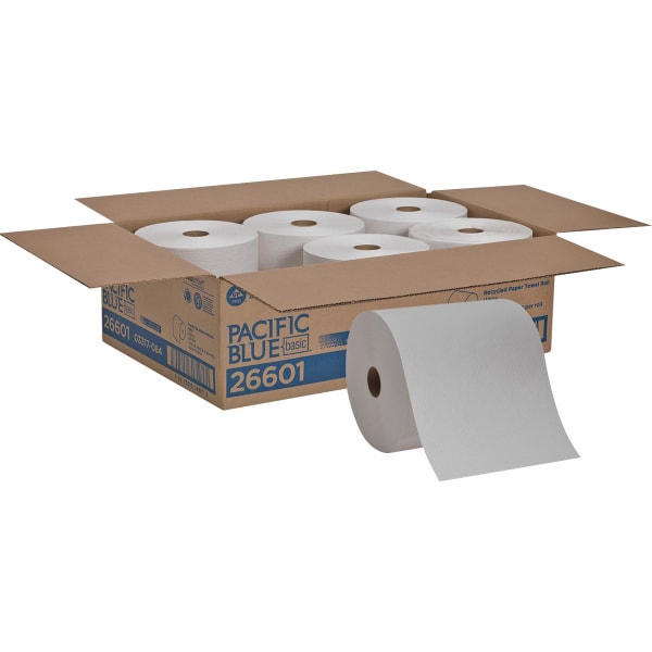 georgia-pacific pacific blue basic™ recycled paper towel roll  26601  800 feet per roll  6 rolls per case