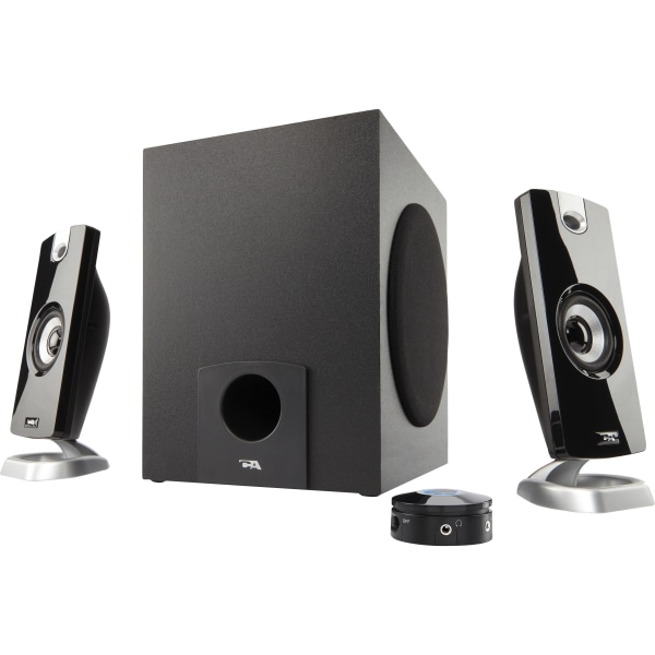 Cyber Acoustics CA-3090 9 Watts total RMS 2.1 3 Piece Flat Panel Design Subwoofer & Satellite Speaker System
