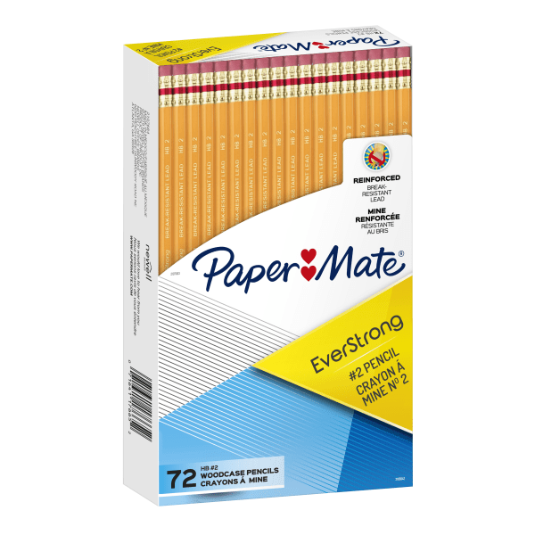 Paper Mate EverStrong #2 Pencils  Reinforced  Break-Resistant Lead When Writing  72-Count