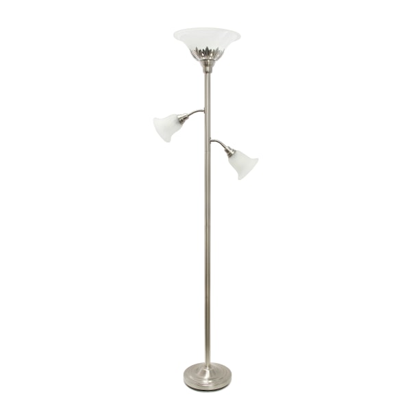 Elegant Designs - 3 Light Floor Lamp with Scalloped Glass Shades - Brushed Nickel