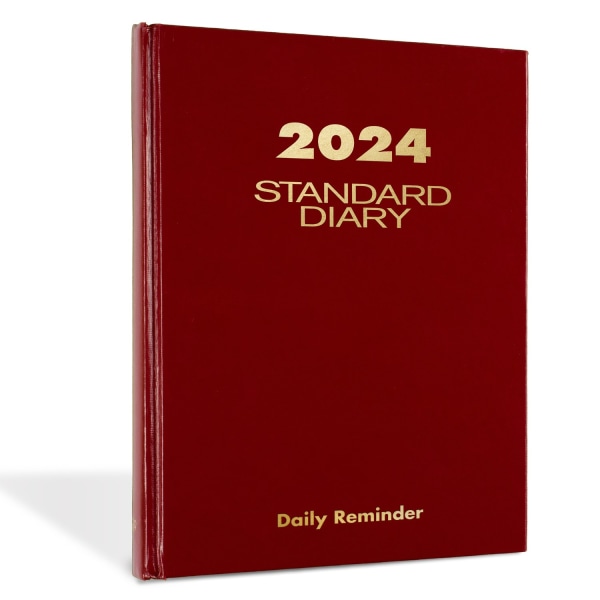 Standard Diary Daily Reminder Book  2024 Edition  Medium/College Rule  Red Cover  (201) 8.25 x 5.75 Sheets