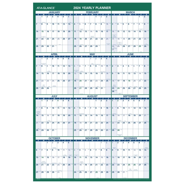 AT-A-GLANCE 2024 Vertical Reversible Erasable Wall Calendar Large 24 x 36 -