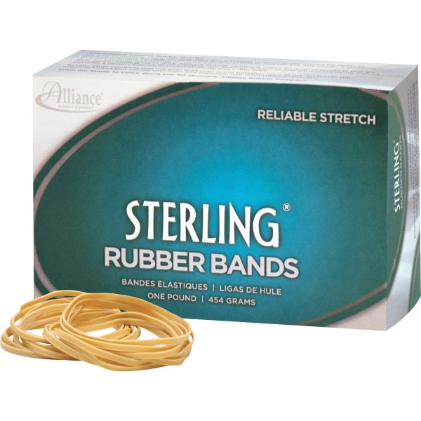 Alliance Latex-Free Rubber Band  No 18  3 L x 1/16 W in  1 lb Box  Crepe / Pack 
