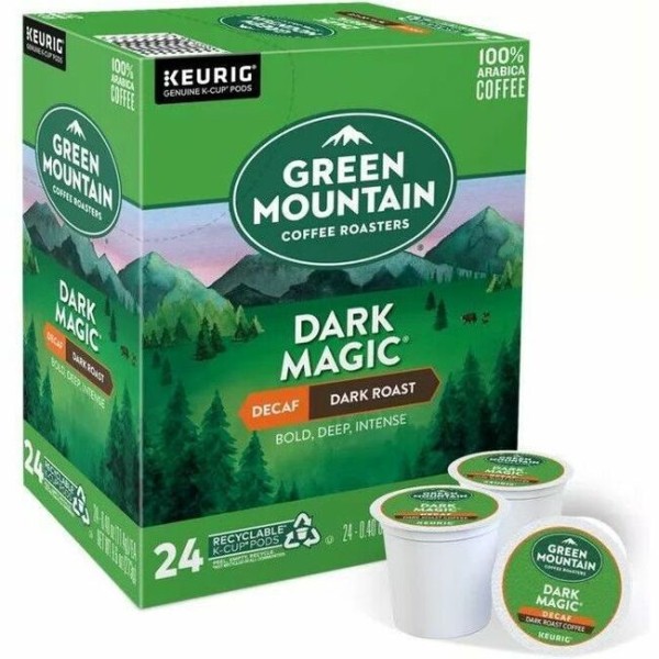 Green Mountain Coffee Decaf Dark Magic K-Cup Pods, Dark Roast, 24 Count for Keurig Brewers /4 Pack 