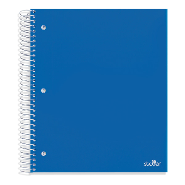 Office Depot Brand Stellar Poly Notebook, 8-1/2" x 11", 5 Subject, Wide Ruled, 100 Sheets, Blue