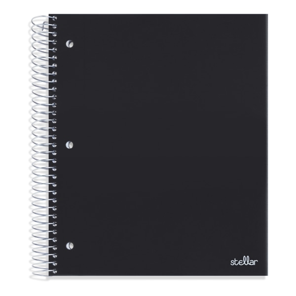 Office Depot Brand Stellar Poly Notebook, 8" x 10-1/2", 5 Subject, Wide Ruled, 100 Sheets, Black