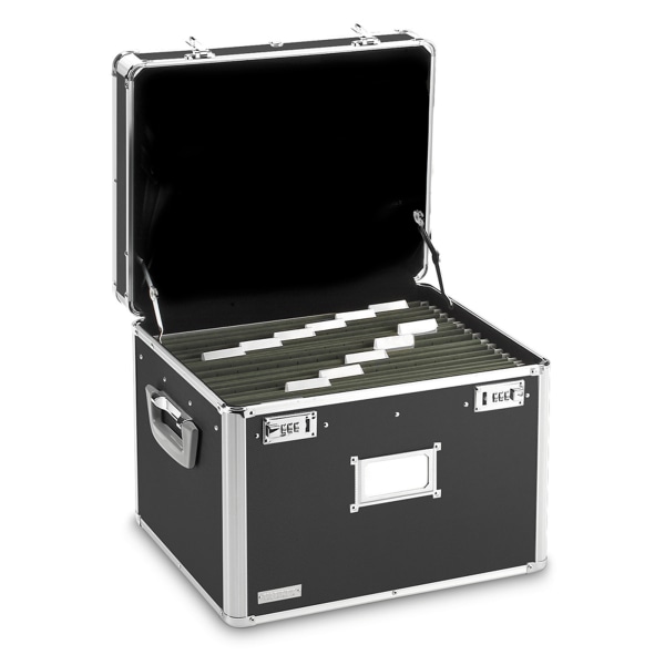 Locking File Chest with Adjustable File Rails Letter/Legal Files  17.5  x 14  x 12.5   Black