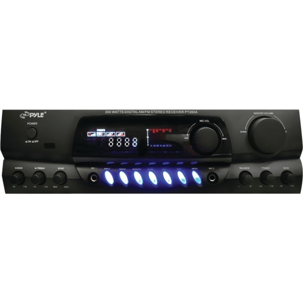 Pyle PT260A 200W 8-Ohm Home Digital AM FM Stereo Receiver Theater Audio, Black