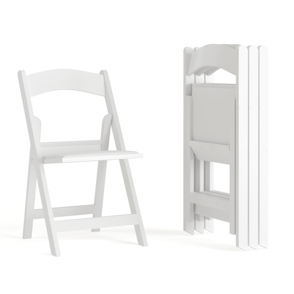 Flash Furniture Hercules™ Folding Chair - White Resin - 4 Pack 1000LB Weight Capacity Comfortable Event Chair - Light Weight Folding Chair