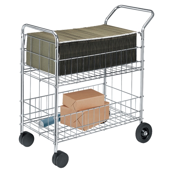 Fellowes Chrome-Plated Wire Mail Cart  200 lb capacity