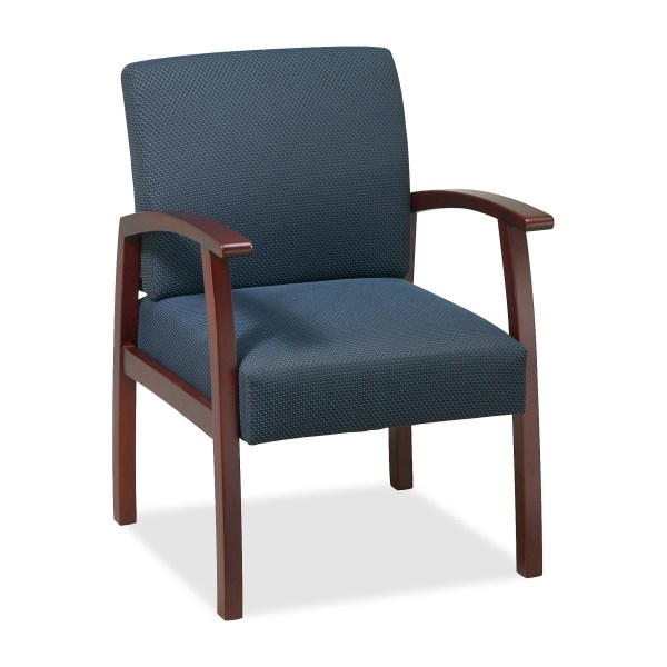 Lorell Guest Chairs 24 x25 x35-1/2  Midnight Blue/Cherry frame 68553