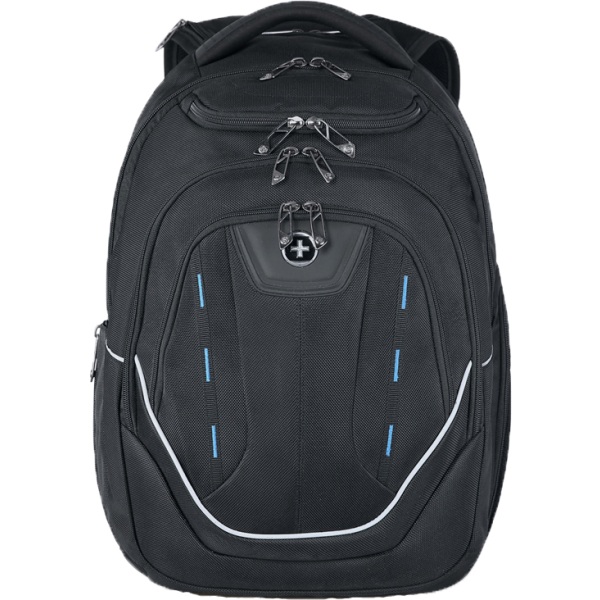 Swissdigital Design - Terabyte TSA-friendly Backpack with USB Charging port/RFID protection and fits up to 15.6" laptop - Black