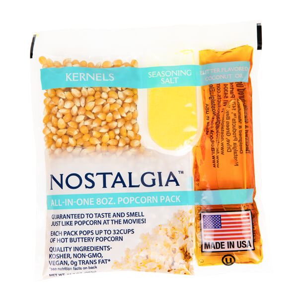 Nostalgia - KPP824 Best Tasting Premium 8-Ounce Popcorn, Oil & Seasoning Salt All-In-One Packs - 24 Count - Multi