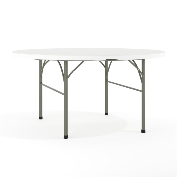 Flash Furniture Scarborough 5-Foot Round Bi-Fold White Plastic Folding Table with Carrying Handle