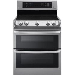 LG 7.3 cu. ft. Electric Double Oven Range with ProBake Convection, EasyClean - 30" - Double Oven x Ovens - 5 x Cooking Elements - Smoothtop Glass Ceramic Cooktop - 22.44 gal, 32.17 gal Top, Bottom Oven - Electric Oven - Stainless Steel, Black
