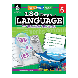 Shell Education 180 Days Of Language Workbook, Grade 6
