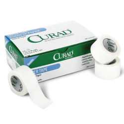 CURAD Paper Adhesive Tape, 1" x 10 yd., White, 12 Rolls Per Box, Case of 10 Boxes