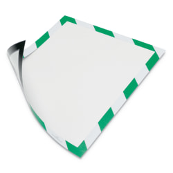 DURABLE DURAFRAME Security Magnetic Sign Holders, 9-1/2" x 12", Green/White, Set Of 2 Holders