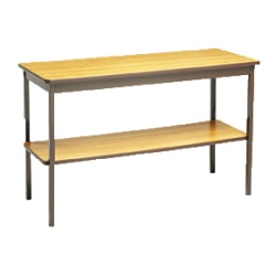 Utility Table With Bottom Storage Shelf, Rectangle, 48w x 18d x 30h, Oak