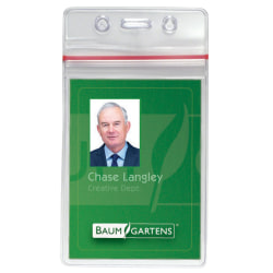 Custom Full Color Plastic Photo Vertical ID Badge With Slot 3 38 x 2 18 -  Office Depot