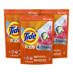 Tide PODS + Downy Liquid Laundry Detergent Pacs, April Fresh, 75 Pods Per Pack, Case Of 3 Packs
