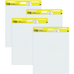 Post-it® Super Sticky Easel Pads, 1" Grid Lines, 25" x 30", White, Pack Of 4 Pads